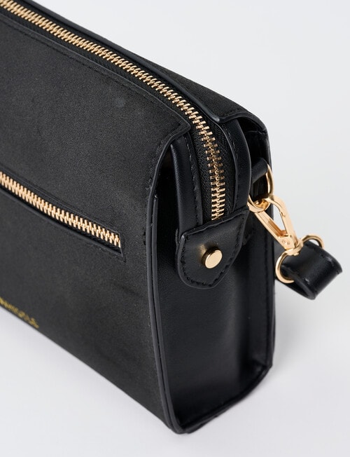 Whistle Accessories Faux Suede Barrel Crossbody Bag, Black product photo View 05 L