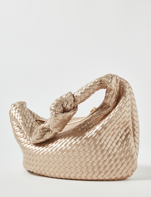 Whistle Accessories Knot Handle Weave Shoulder Bag, Metallic product photo View 03 L