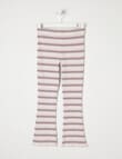 Mac & Ellie Full Length Rib Flare Legging, Vanilla Stripe product photo