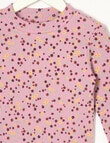 Mac & Ellie Floral Long Sleeve Rib High Neck Tee, Mauve product photo View 02 S