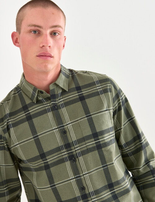 Tarnish Long Sleeve Printed Check Shirt, Green product photo View 04 L