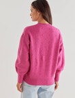 Whistle Long Sleeve Pom Pom Jumper, Hot Pink product photo View 02 S