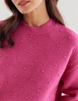 Whistle Long Sleeve Pom Pom Jumper, Hot Pink product photo View 04 S