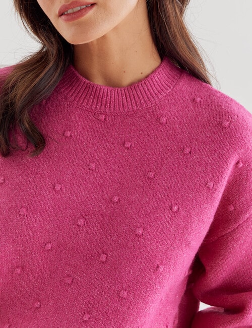 Whistle Long Sleeve Pom Pom Jumper, Hot Pink product photo View 04 L