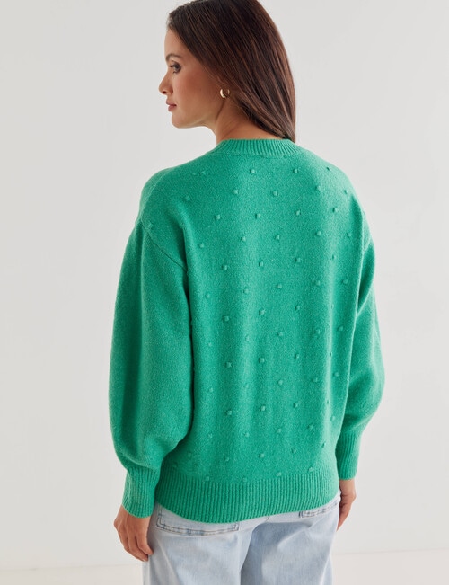 Whistle Long Sleeve Pom Pom Jumper, Green product photo View 02 L