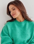Whistle Long Sleeve Pom Pom Jumper, Green product photo View 04 S