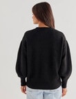 Whistle Long Sleeve Pom Pom Jumper, Black product photo View 02 S