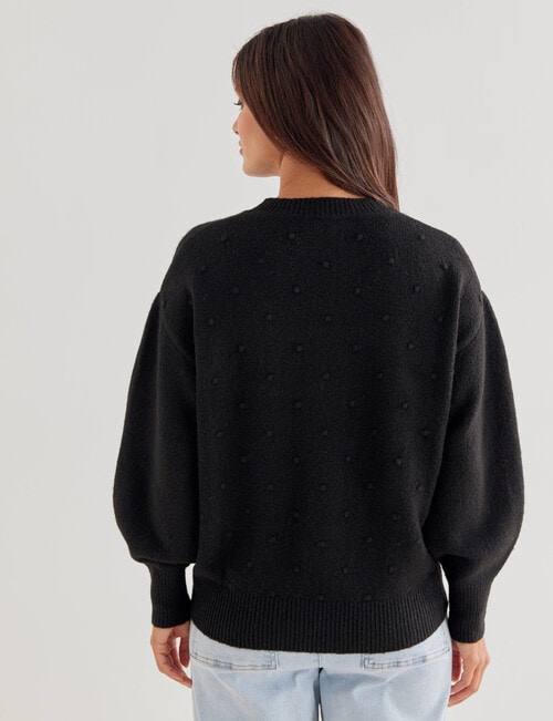 Whistle Long Sleeve Pom Pom Jumper, Black product photo View 02 L