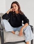 Whistle Long Sleeve Pom Pom Jumper, Black product photo View 03 S