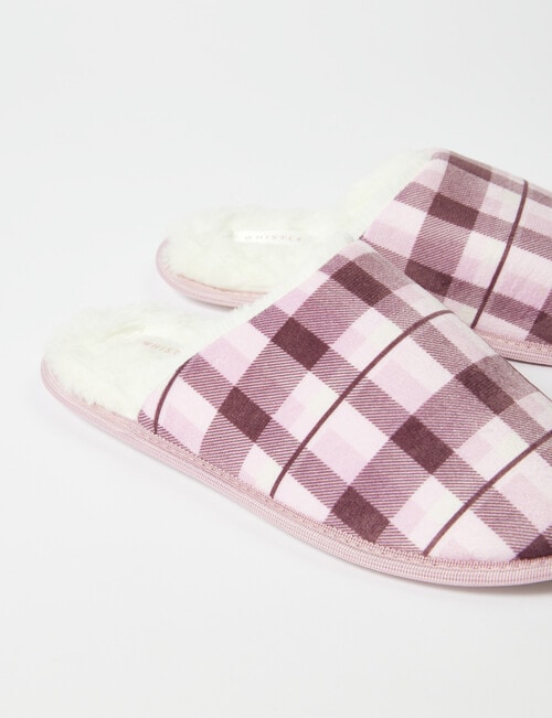 Whistle Sleep Check Flannelette Scuff, Pink product photo View 02 L