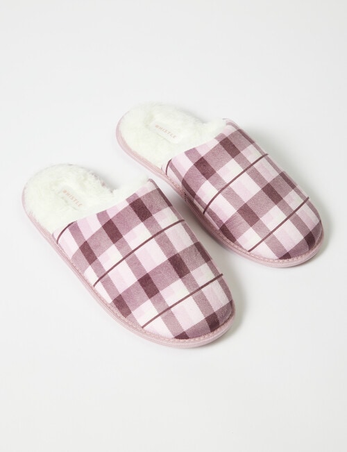 Whistle Sleep Check Flannelette Scuff, Pink product photo View 03 L
