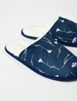 Whistle Sleep Floral Flannelette Scuff, Navy product photo View 02 S