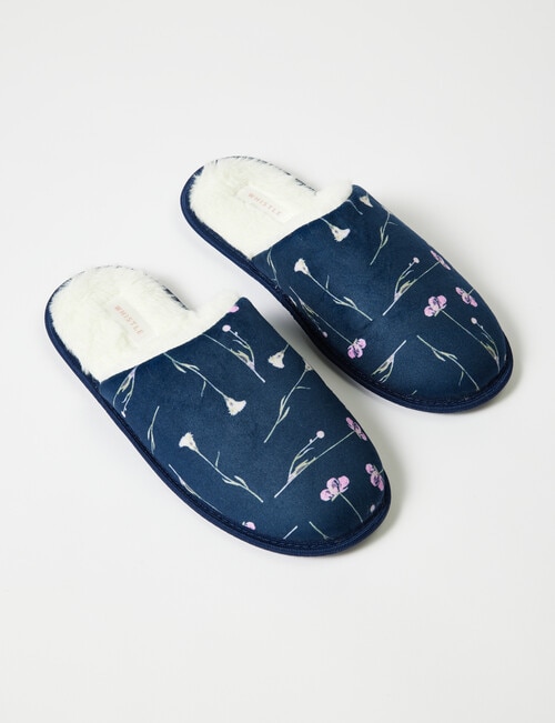 Whistle Sleep Floral Flannelette Scuff, Navy product photo View 03 L