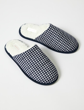 Whistle Sleep Gingham Flannelette Scuff, Navy product photo