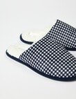 Whistle Sleep Gingham Flannelette Scuff, Navy product photo View 02 S