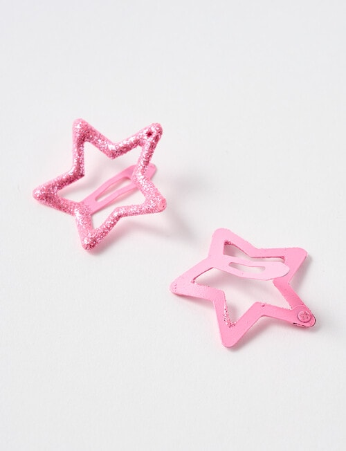 Mac & Ellie Star Clip, 2 Piece, Pink Glitter product photo View 02 L