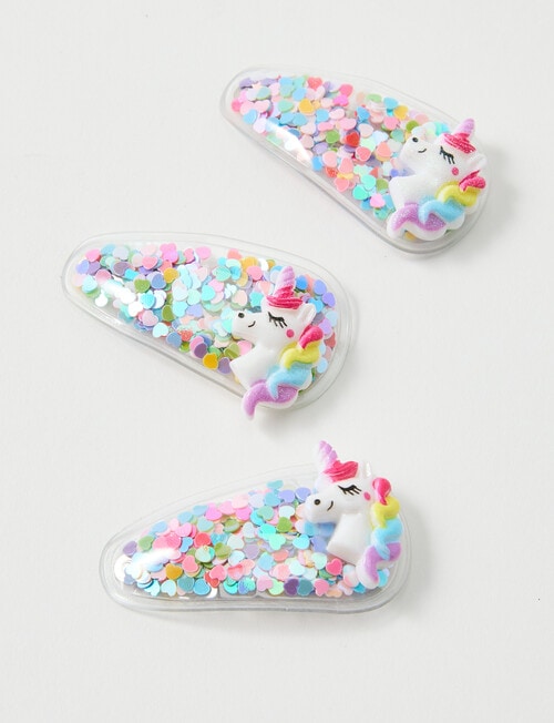 Mac & Ellie Funfetti Clip, 3-Piece, Unicorn product photo