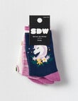 Simon De Winter Unicorn Crew Sock, 3-Pack, Purple product photo View 02 S