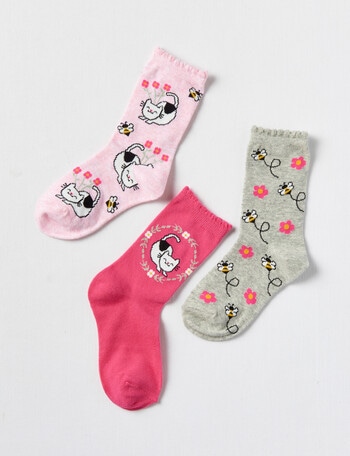 Simon De Winter Winter Garden Crew Sock, 3-Pack, Pink & Grey product photo