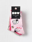 Simon De Winter Winter Garden Crew Sock, 3-Pack, Pink & Grey product photo View 02 S