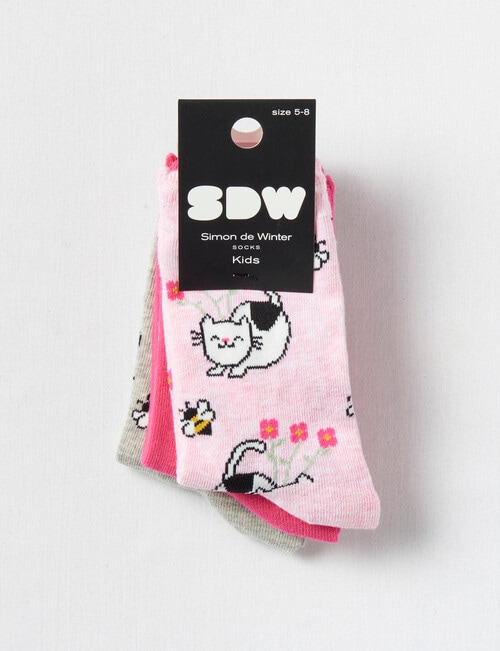Simon De Winter Winter Garden Crew Sock, 3-Pack, Pink & Grey product photo View 02 L