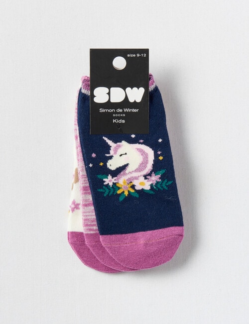 Simon De Winter Unicorn Trainer Sock, 3-Pack, Purple product photo View 02 L