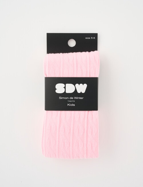 Simon De Winter Cable Tights, Pale Pink product photo View 02 L