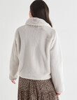 Whistle Faux Fur Long Sleeve Jacket, Cream product photo View 02 S