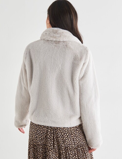 Whistle Faux Fur Long Sleeve Jacket, Cream product photo View 02 L