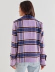 Whistle Long Sleeve Pea Coat, Purple Check product photo View 02 S
