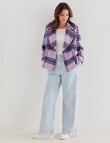Whistle Long Sleeve Pea Coat, Purple Check product photo View 03 S