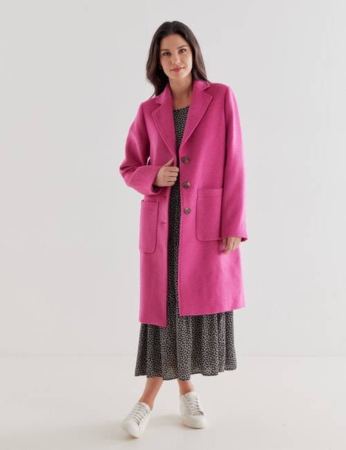 Whistle Long Sleeve Coat with Pockets, Barbie Pink product photo View 03 L