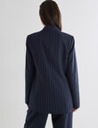 Whistle Pinstripe Long-Sleeve Double Breasted Blazer, Navy product photo View 02 S