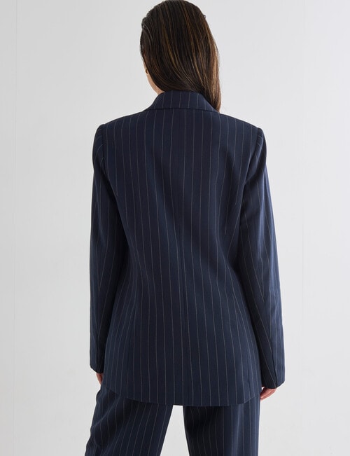 Whistle Pinstripe Long-Sleeve Double Breasted Blazer, Navy product photo View 02 L