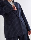 Whistle Pinstripe Long-Sleeve Double Breasted Blazer, Navy product photo View 04 S