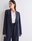 Whistle Pinstripe Long-Sleeve Double Breasted Blazer, Navy product photo View 05 S