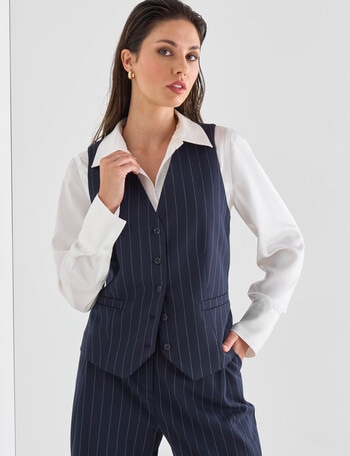 Whistle Pinstripe Vest, Navy product photo