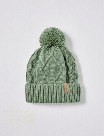 Mac & Ellie Cable Fleece Lined Beanie, Turf, 3-16 product photo