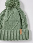 Mac & Ellie Cable Fleece Lined Beanie, Turf, 3-16 product photo View 02 S