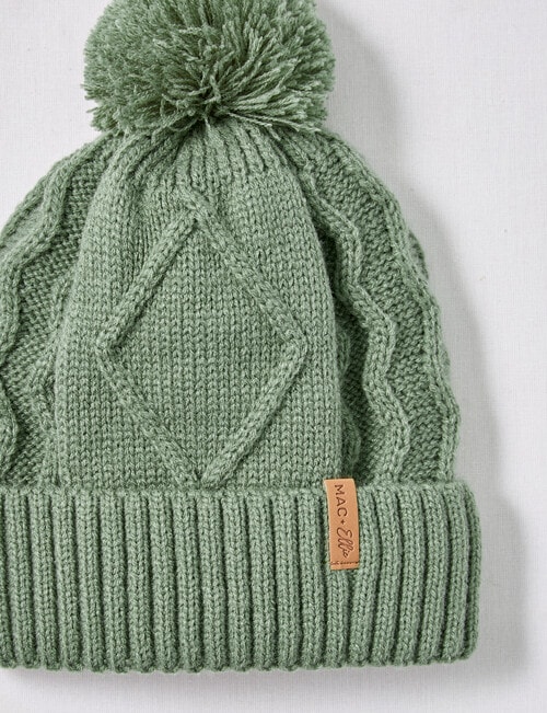 Mac & Ellie Cable Fleece Lined Beanie, Turf, 3-16 product photo View 02 L