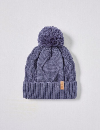 Mac & Ellie Cable Fleece Lined Beanie, Ink, 3-16 product photo