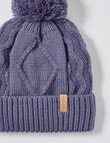 Mac & Ellie Cable Fleece Lined Beanie, Ink, 3-16 product photo View 02 S