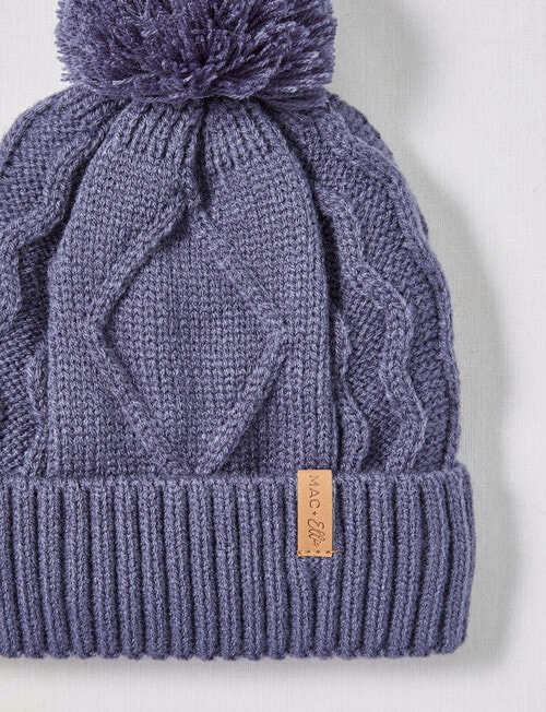 Mac & Ellie Cable Fleece Lined Beanie, Ink, 3-16 product photo View 02 L
