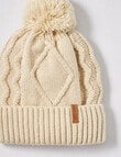 Mac & Ellie Cable Fleece Lined Beanie, Latte, 3-16 product photo View 02 S