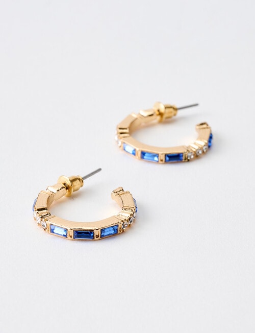 Harlow Rectangle Stone Hoops, Imitation Gold product photo View 02 L