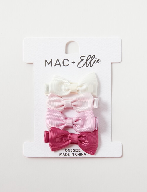 Mac & Ellie Ribbon Bow Hair Clips, 4-Pack, Pink product photo View 02 L