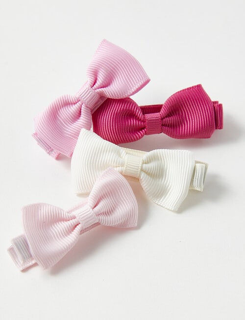Mac & Ellie Ribbon Bow Hair Clips, 4-Pack, Pink product photo View 03 L