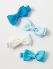 Mac & Ellie Ribbon Bow Hair Clips, 4-Pack, Blue product photo