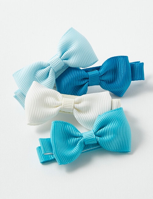 Mac & Ellie Ribbon Bow Hair Clips, 4-Pack, Blue product photo View 03 L