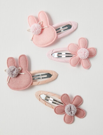 Mac & Ellie Bunny Clip, 4-Pack, Natural & Pink product photo
